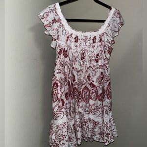 Chic White and Red Floral Mini Dress